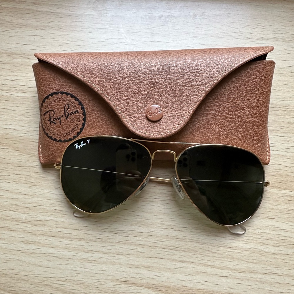 Ray-Ban Gold and Black Aviator Sunglasses